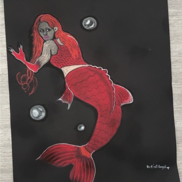 Red Mermaid Art Print